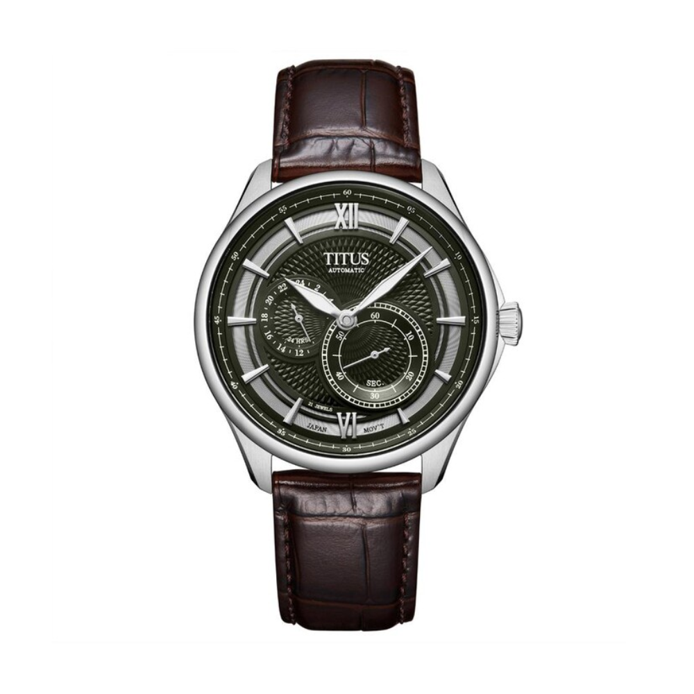 Exquisite 3 Hands Multi Function Automatic Leather Men Watch W06 03332 002 SOLVIL ET TITUS