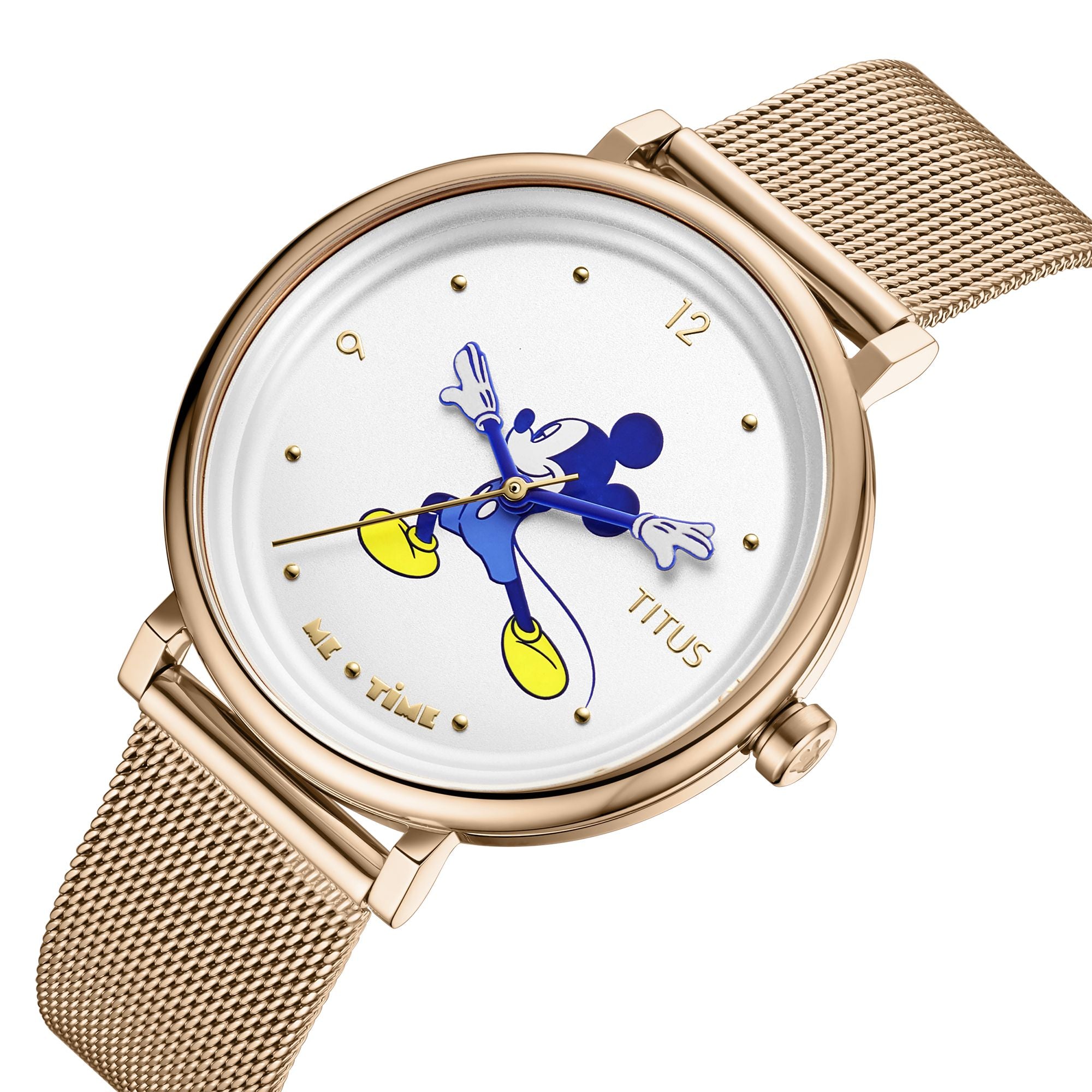 Nordic Tale Collection Mickey Mouse "ME TIME" Limited Edition Light Gold Mesh Band Watch W06-03378-001