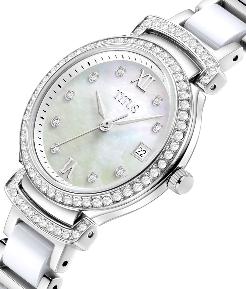 Fair Lady 3 Hands Date Quartz Stainless Steel with Ceramic Watch W06-03139-001