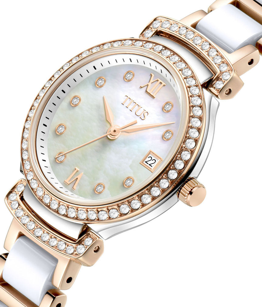 Fair Lady 3 Hands Date Quartz Stainless Steel with Ceramic Watch W06-03139-002