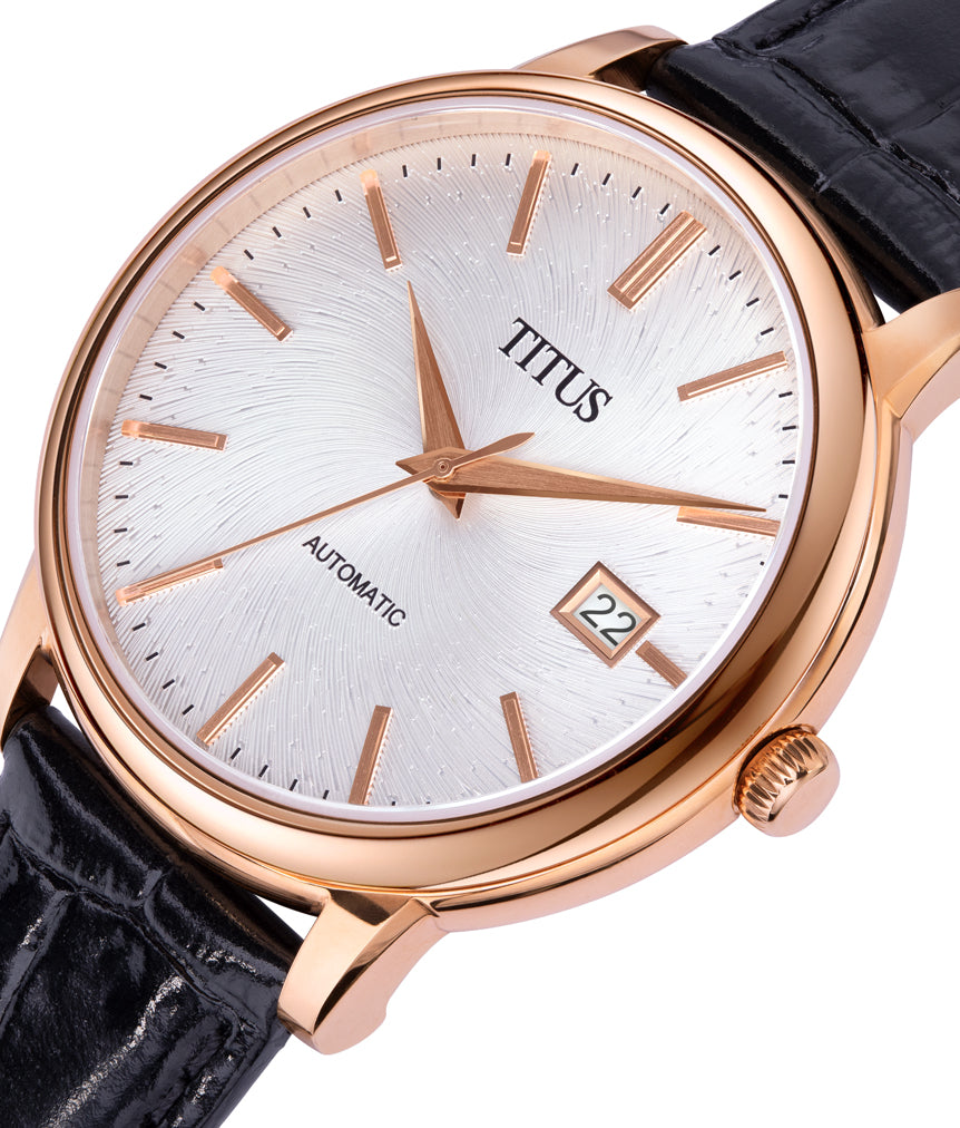 The Dawn 3 Hands Date Mechanical Leather Watch W06-03247-003