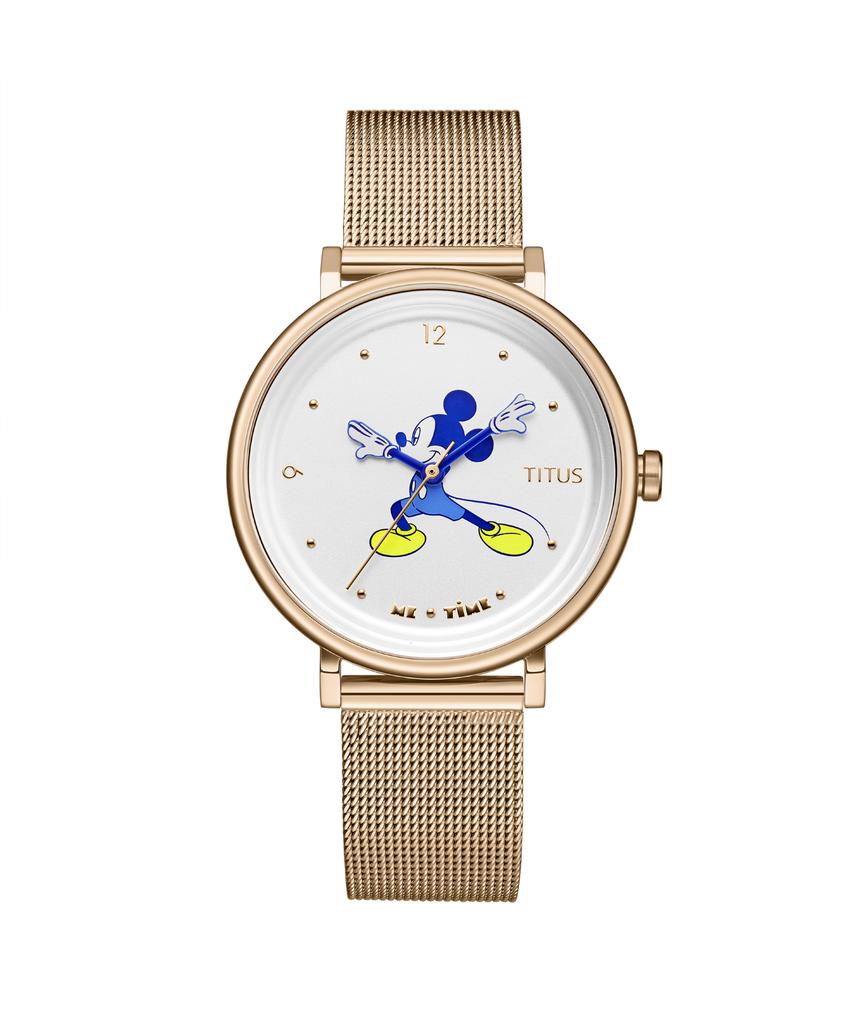 Nordic Tale Collection Mickey Mouse "ME TIME" Limited Edition Light Gold Mesh Band Watch W06-03378-001