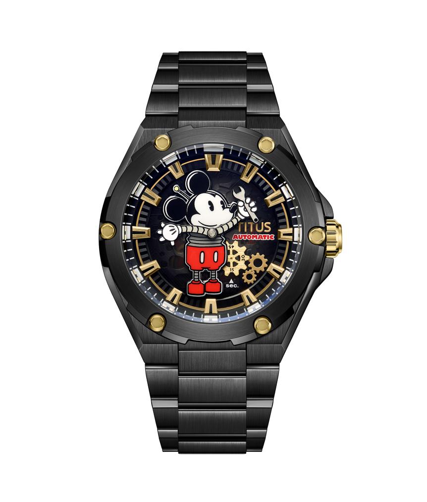 Voyager Collection Mickey Mouse "Charged Up" Limited Edition Black Stainless Steel Mechanical Skeleton Watch W06-03379-002