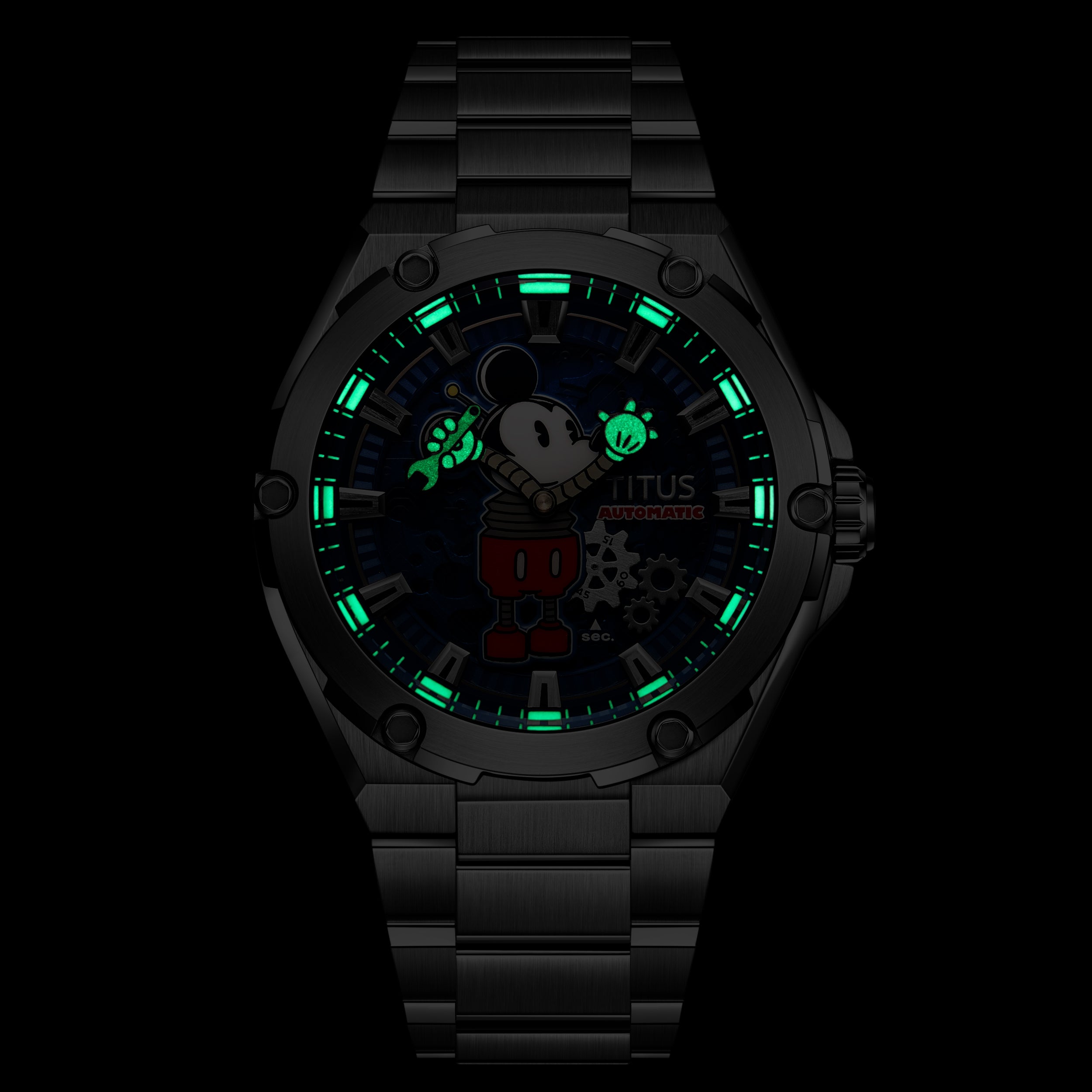 Voyager Collection Mickey Mouse "Charged Up" Limited Edition Stainless Steel Mechanical Skeleton Watch W06-03379-001