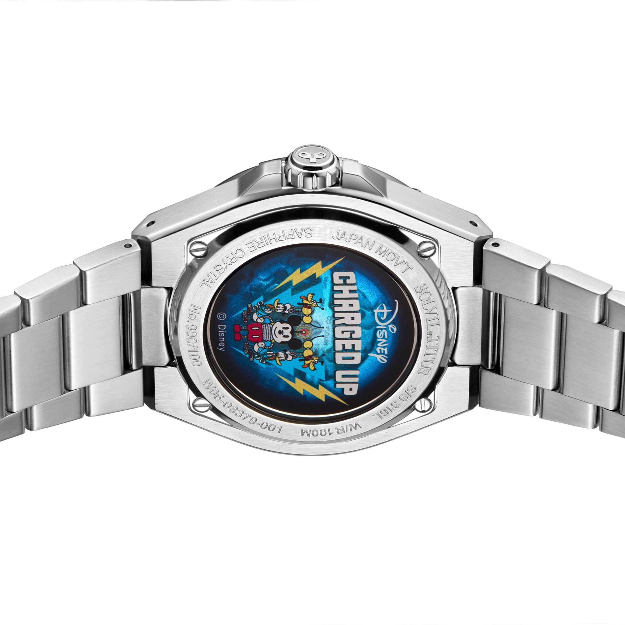 Voyager Collection Mickey Mouse "Charged Up" Limited Edition Stainless Steel Mechanical Skeleton Watch W06-03379-001