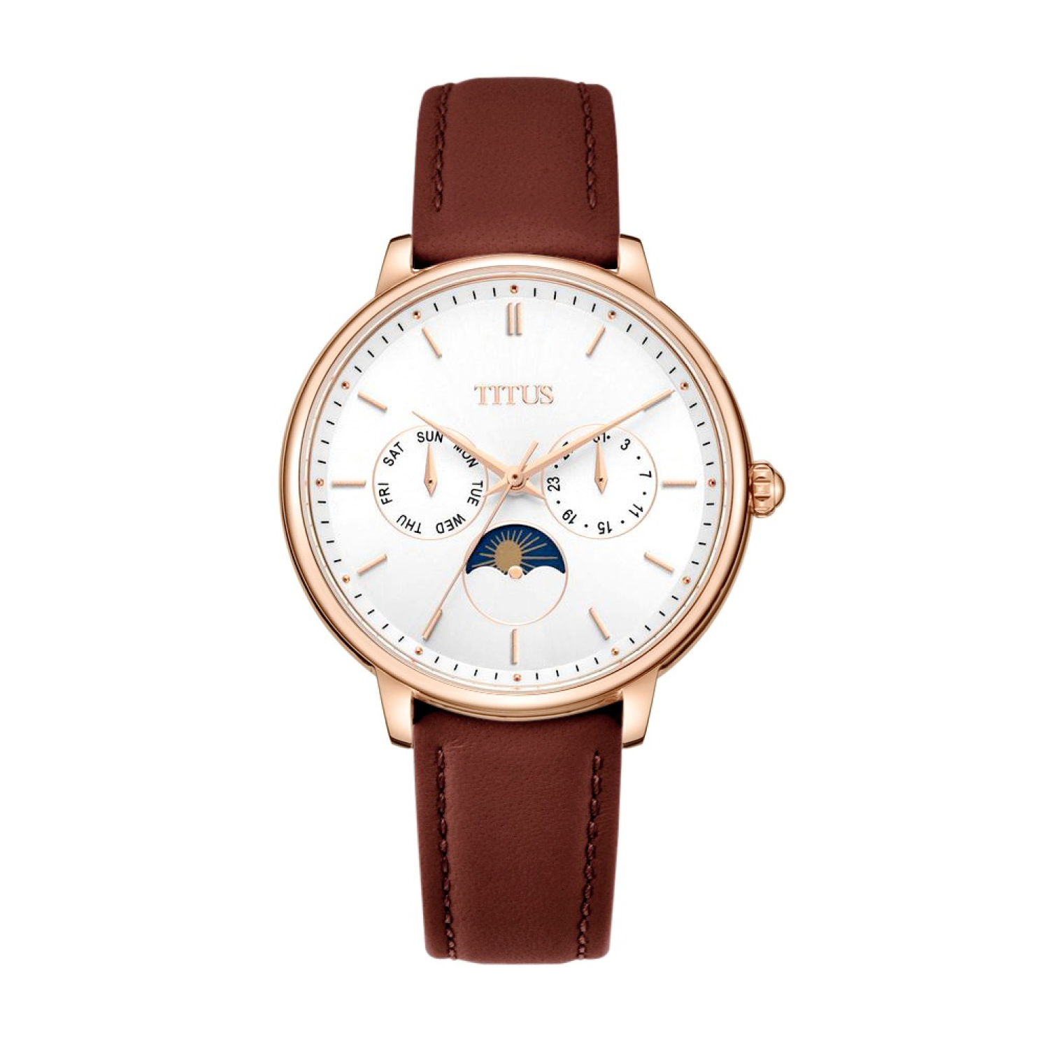 Fashionista Multi-Function with Day Night Indicator Quartz Leather Watch W06-03071-012