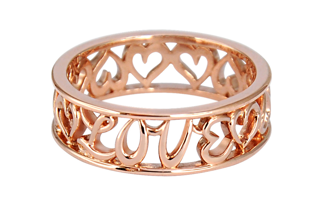 Solvil et Titus 15.6mm Love & Heart Ring, Sterling Silver, Rose-Gold Tone Plated  J06-0343-02-09