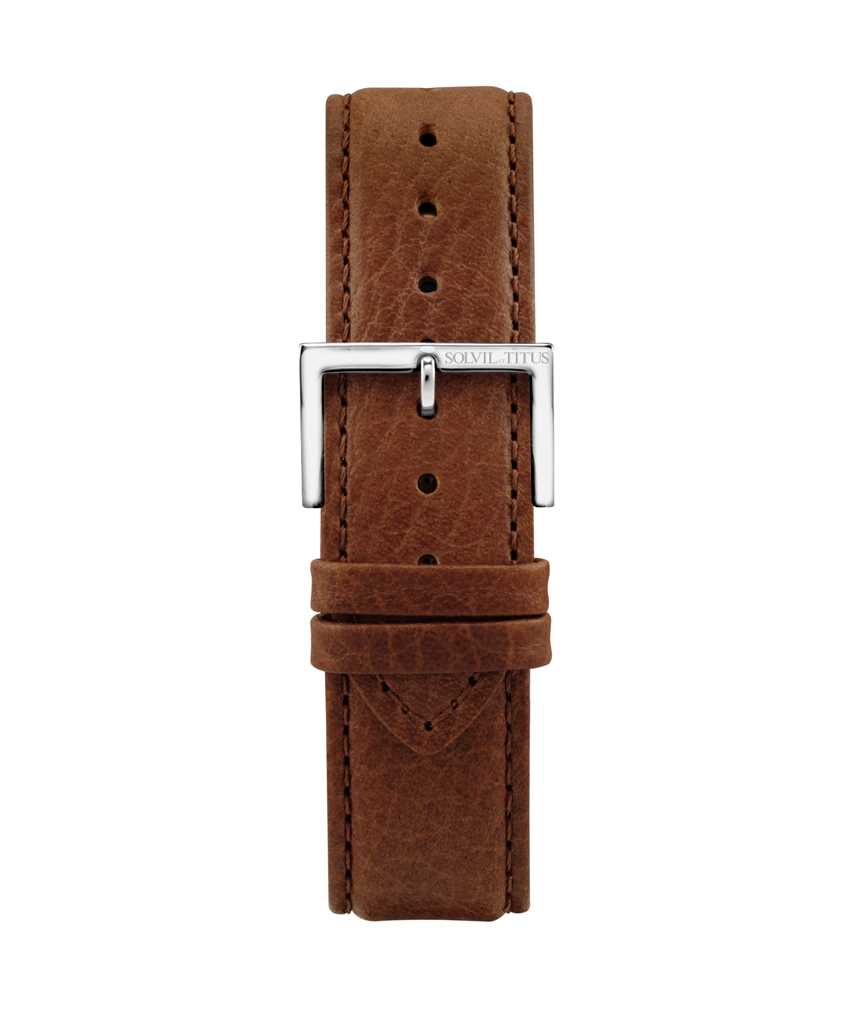 22 mm Brown Litchi Pattern Leather Watch Strap T06-021-49-101