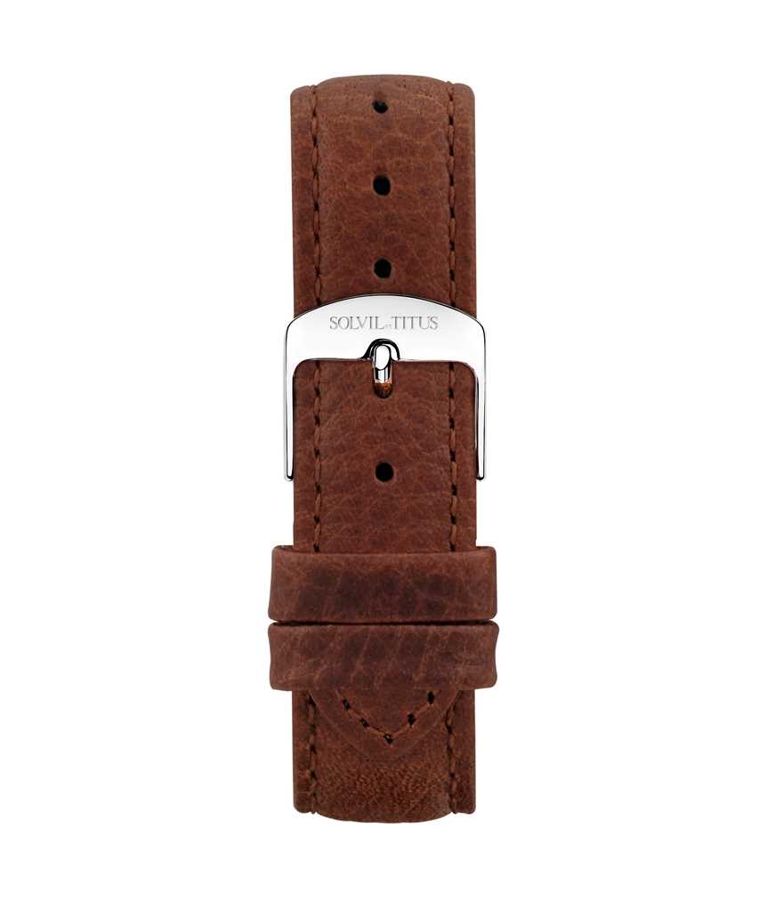 18 mm Brown Litchi Pattern Leather Watch Strap T06-023-49-101