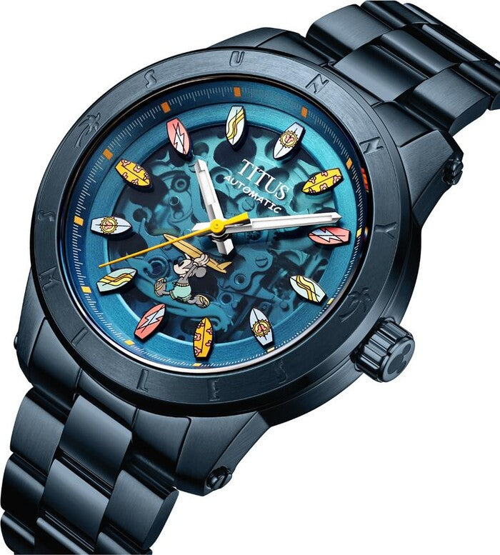 Aspira Collection Mickey Mouse "Catching Wave" Mechanical Skeleton Watch W06-03376-001