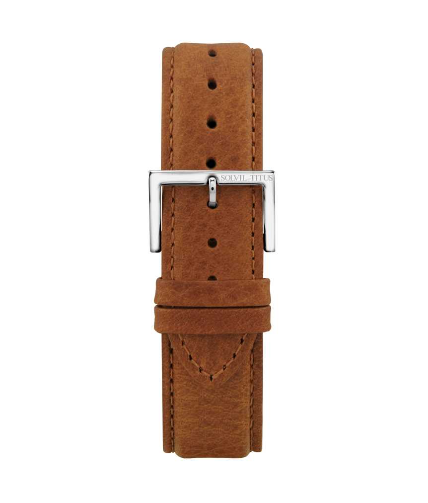 22 mm Brown Litchi Pattern Leather Watch Strap T06-021-11-101