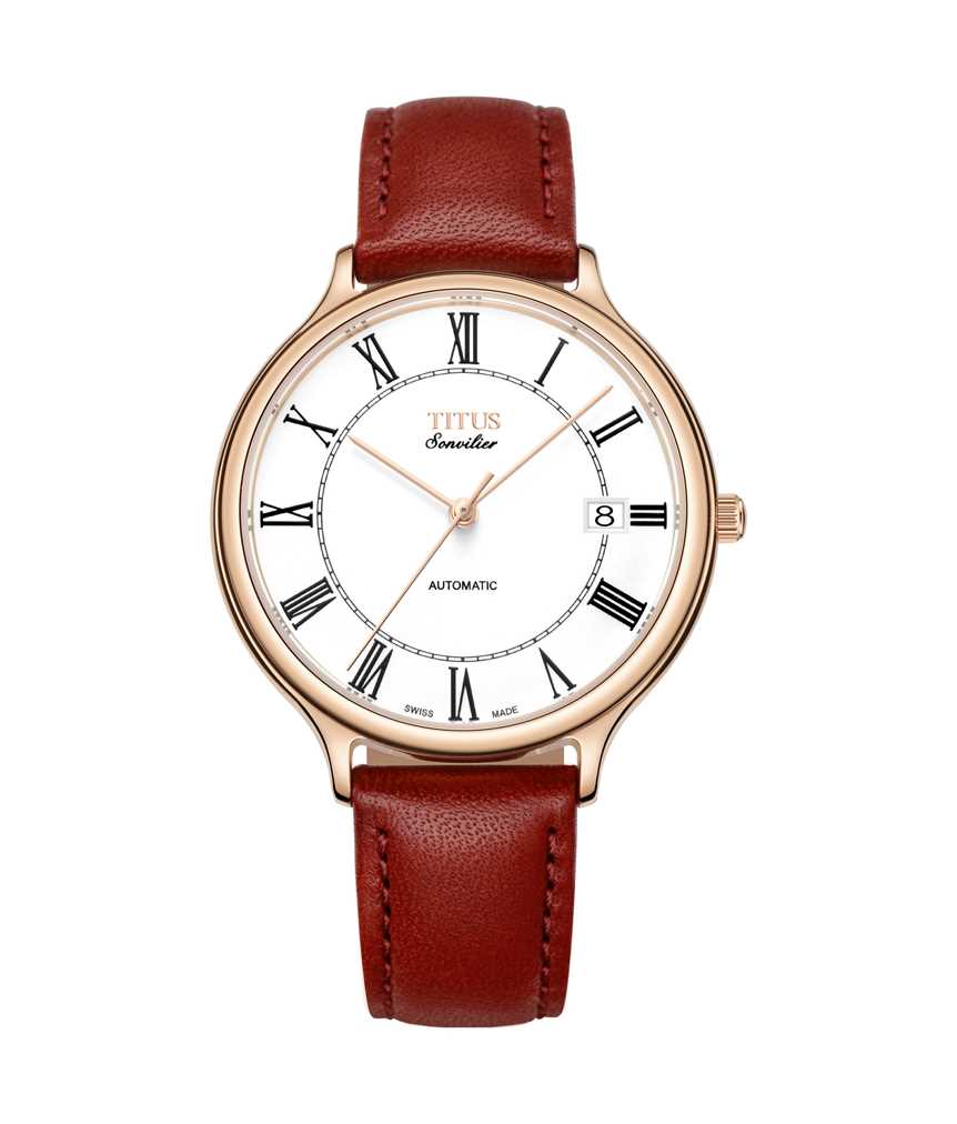 Sonvilier 3 Hands Date Mechanical Leather Watch W06-03060-004