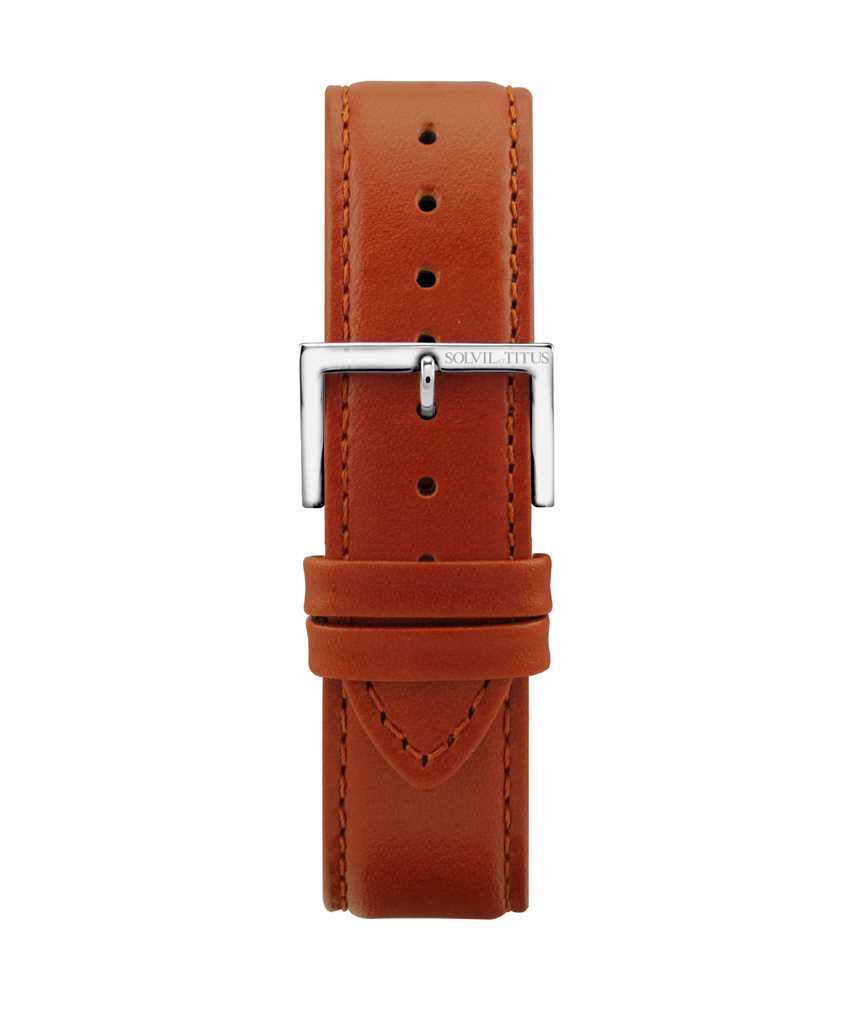 22 mm Orange Brown Smooth Leather Watch Strap T06-021-46-061