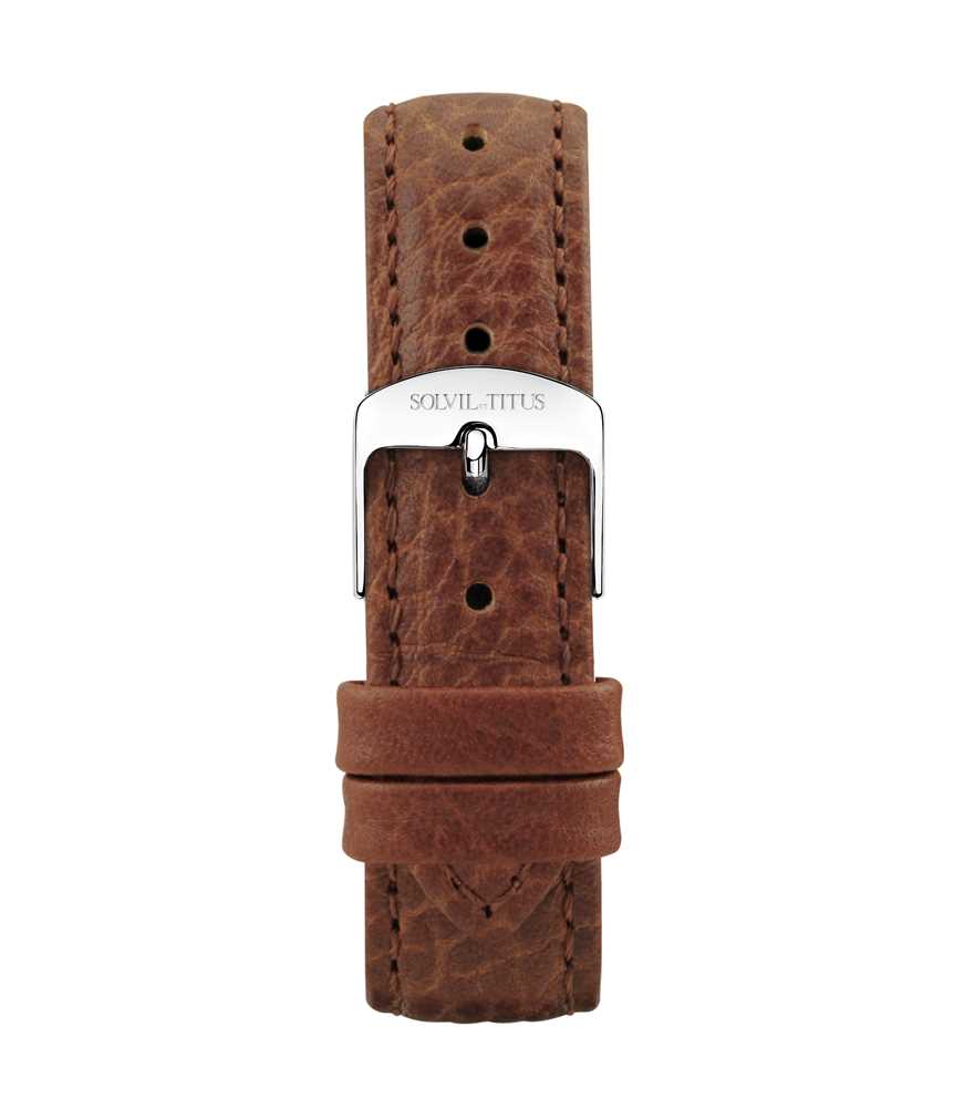 16 mm Brown Litchi Pattern Leather Watch Strap T06-024-11-101