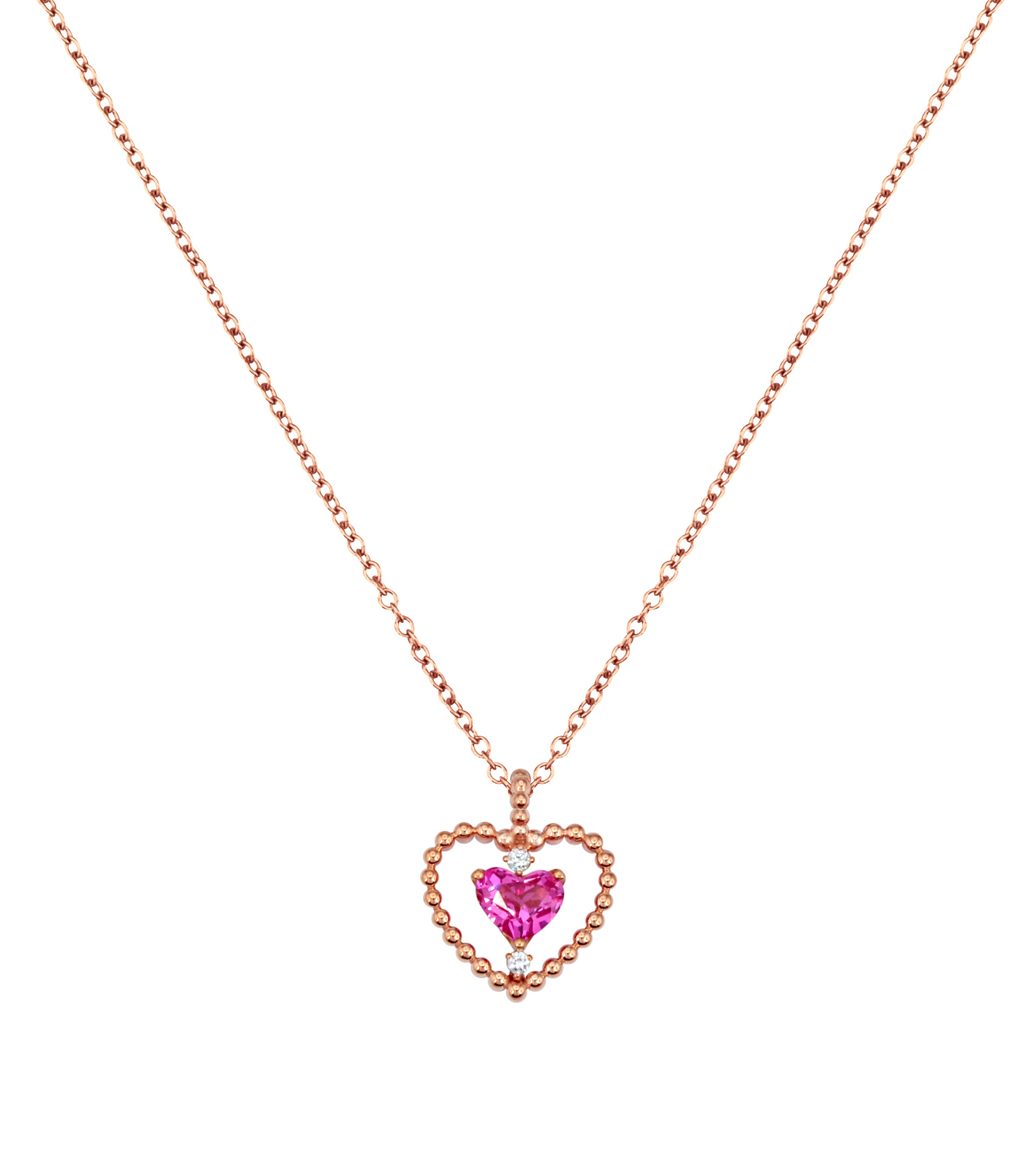 Solvil et Titus Heart Necklace, Sterling Silver, Rose-Gold Tone Plated J06-0131-02-16