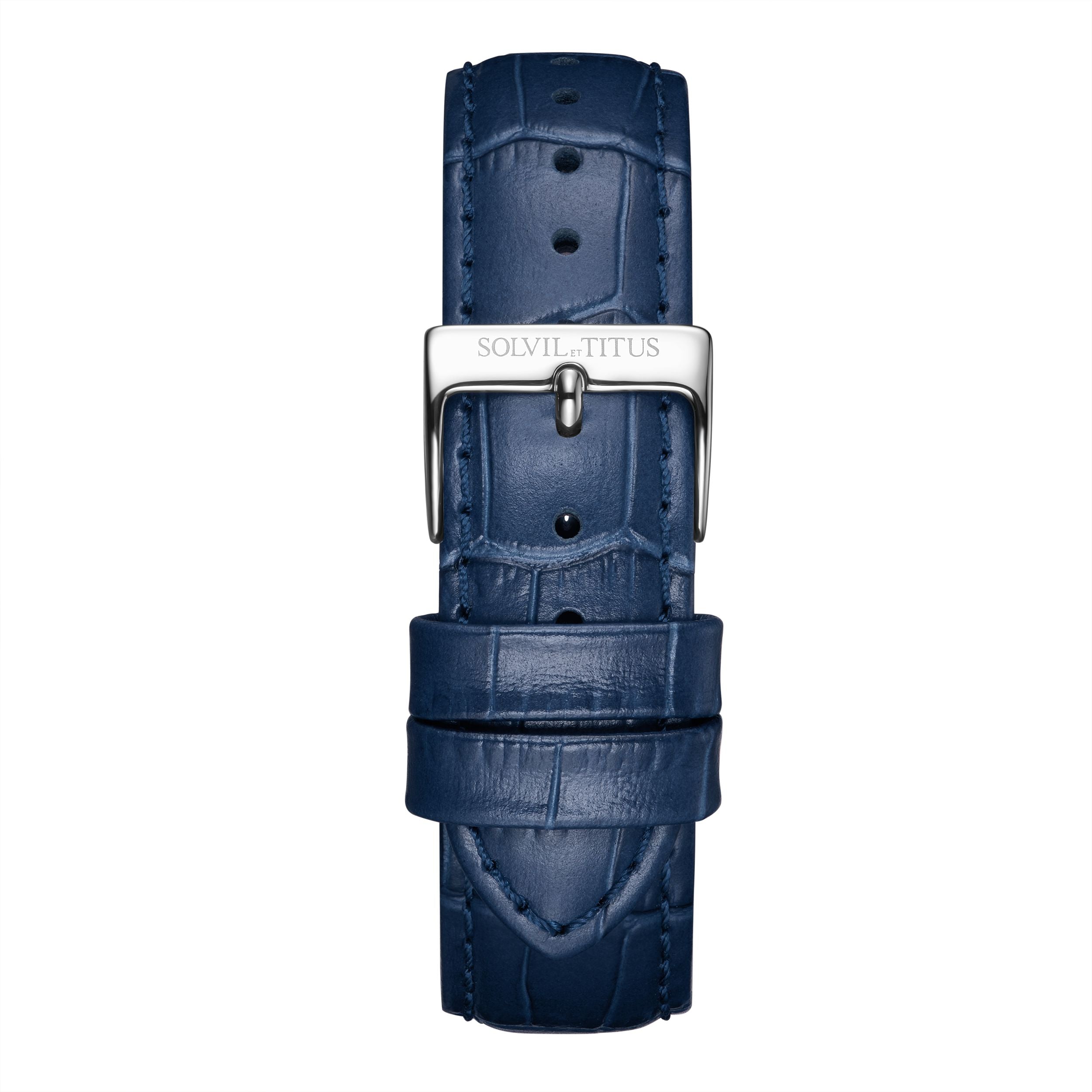 20mm Blue Croco Pattern Leather Watch Strap T06-012-79-011