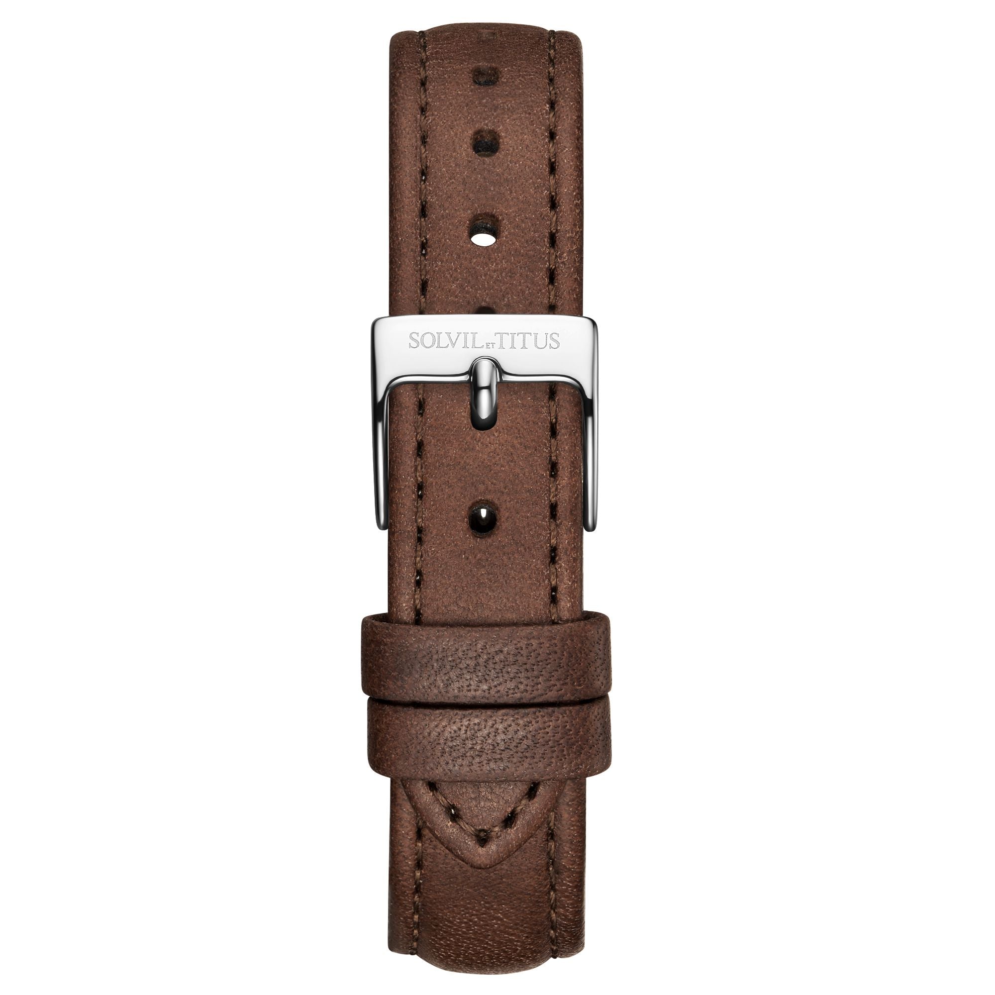 16mm Brown No Pattern Calf Leather Watch Strap T06-014-11-091