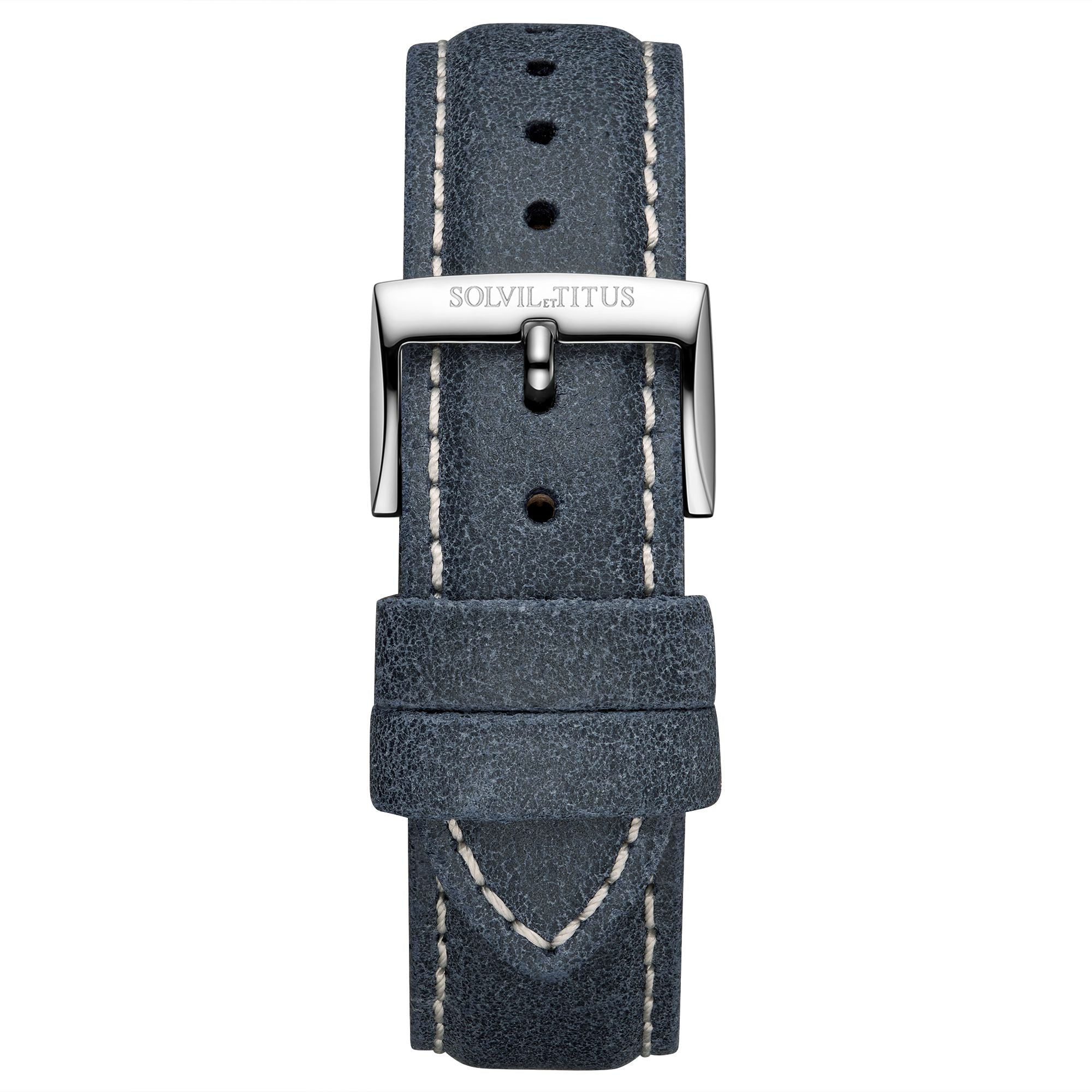 20mm Dark Blue No Pattern Calf Leather Watch Strap T06-022-76-091