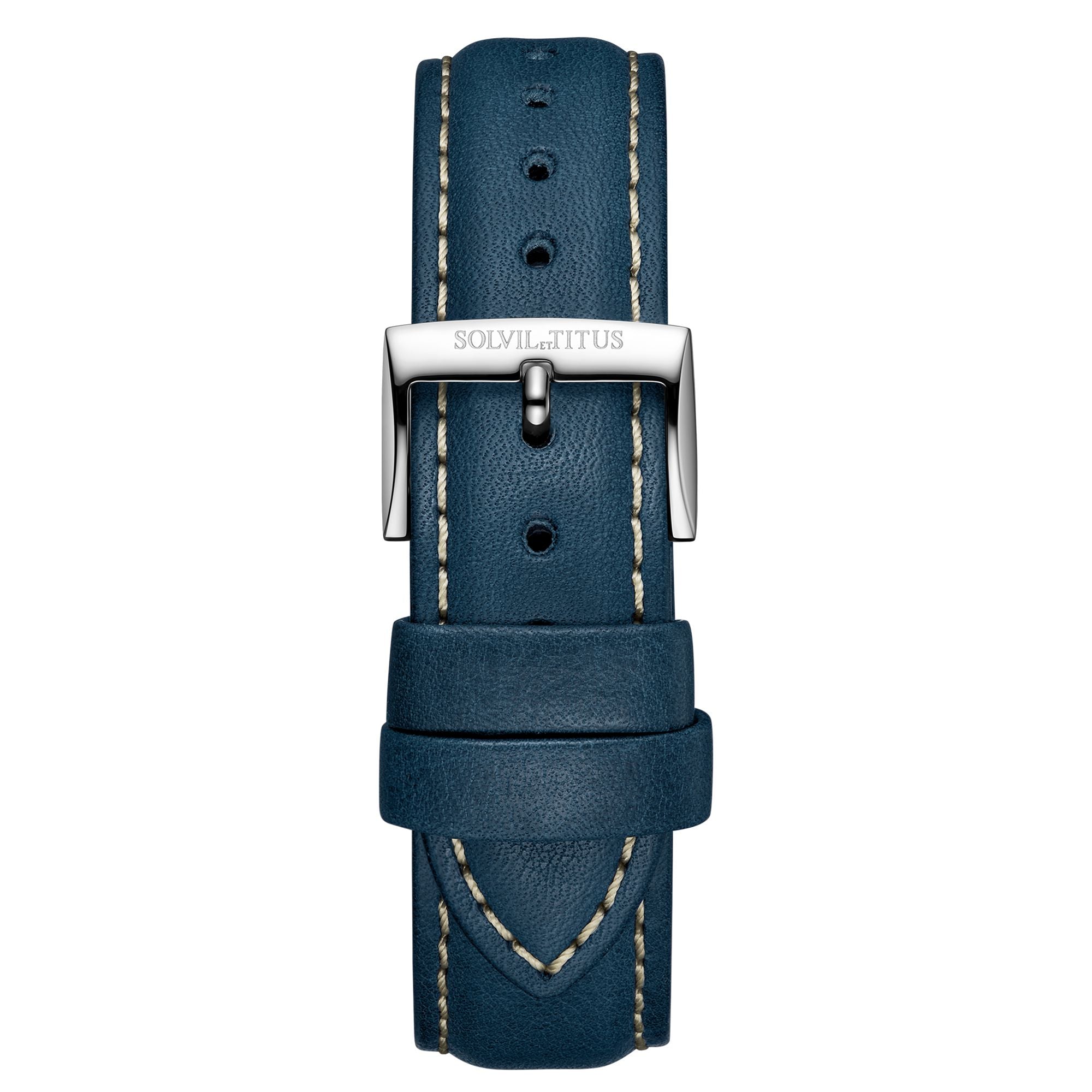 20mm Blue No Pattern Calf Leather Watch Strap T06-022-79-091