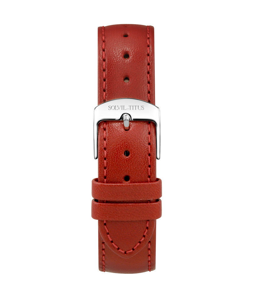 16mm Red Smooth Leather Watch Strap T06-024-25-061