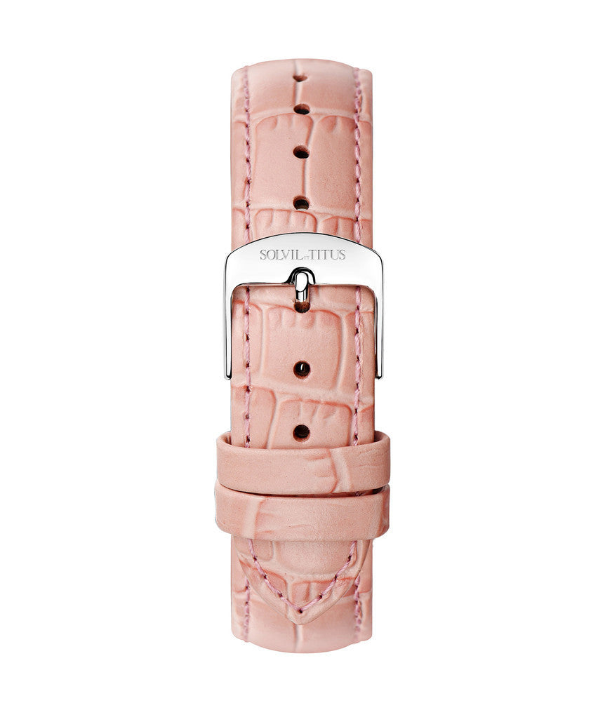 18mm Light Pink Croco Pattern Leather Watch Strap T06-033-19-011