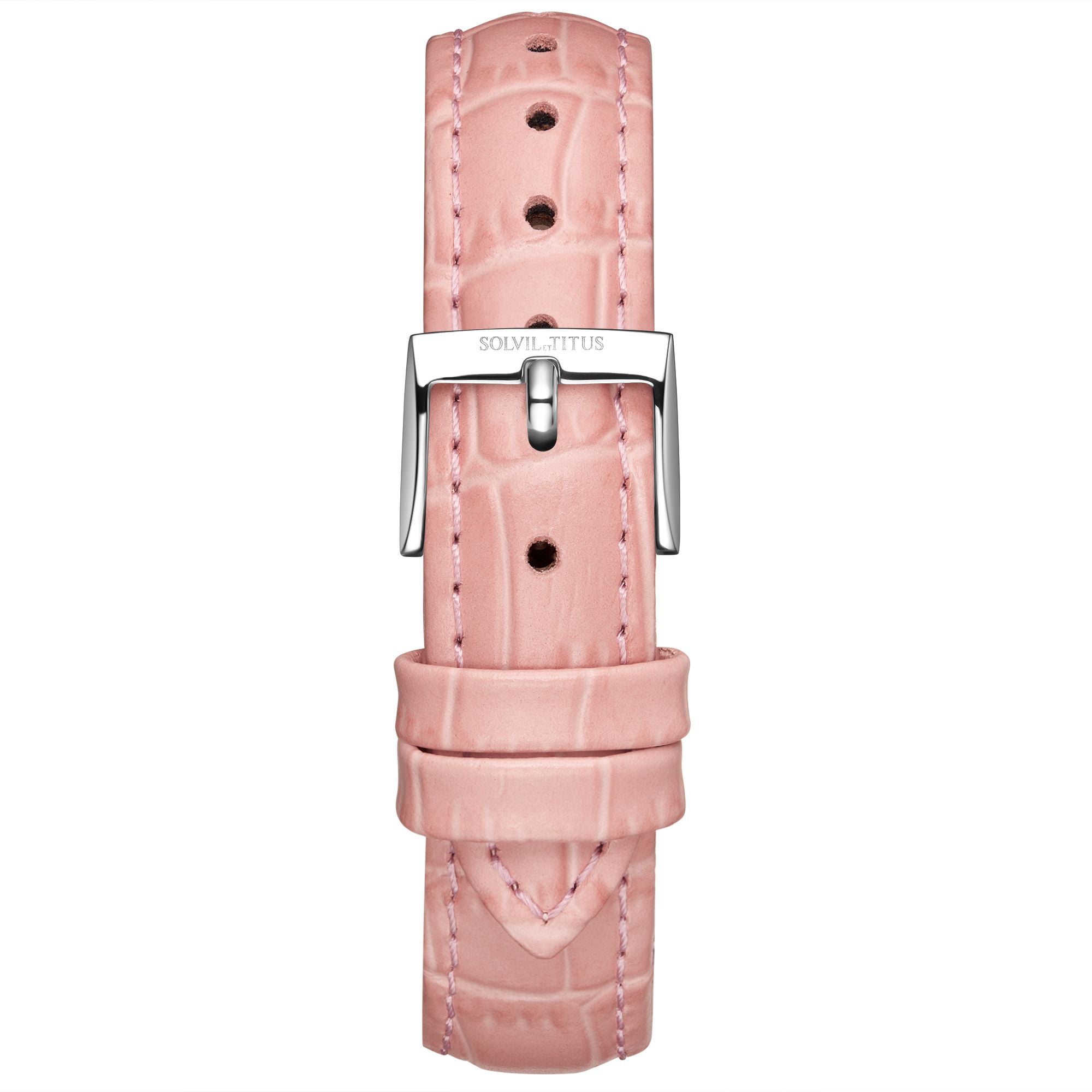 16mm Light Pink Croco Pattern Leather Watch Strap T06-034-19-012