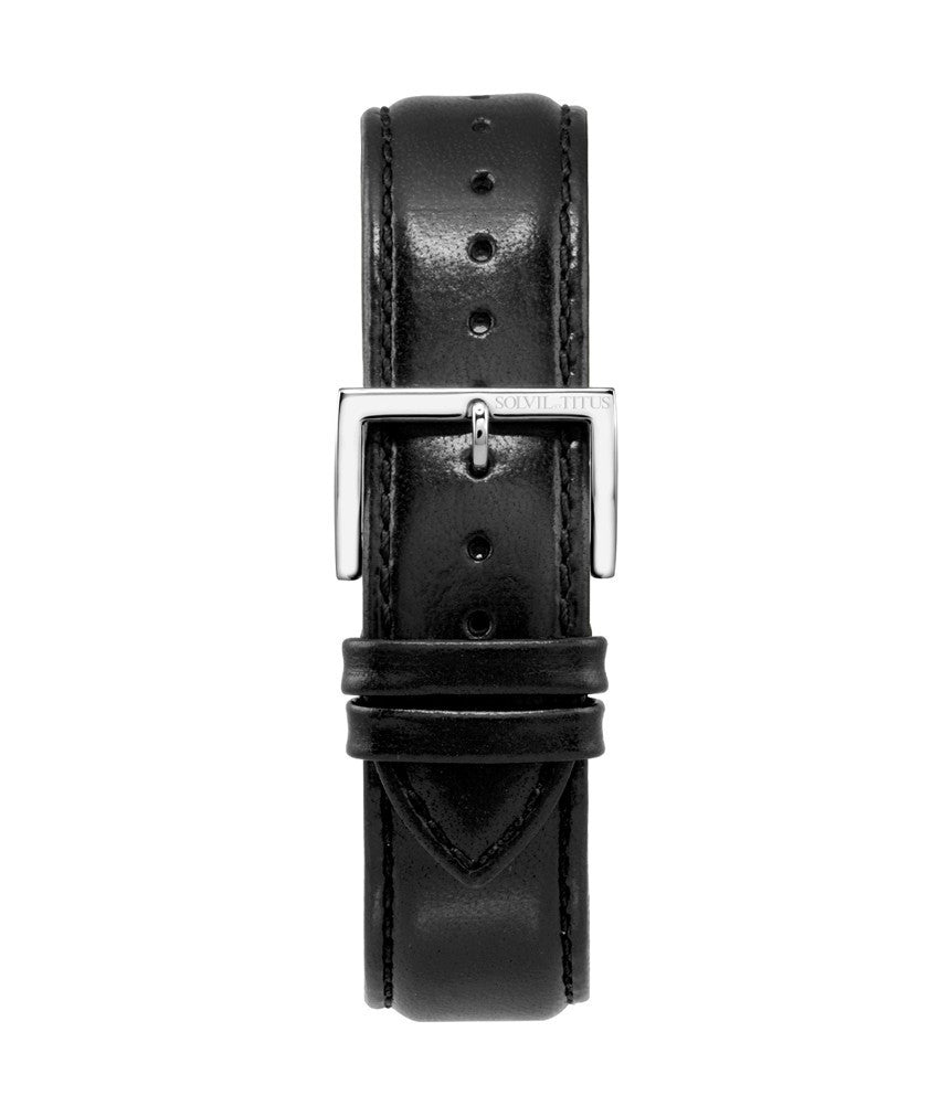 22mm Black Smooth Leather Watch Strap T06-035-03-061