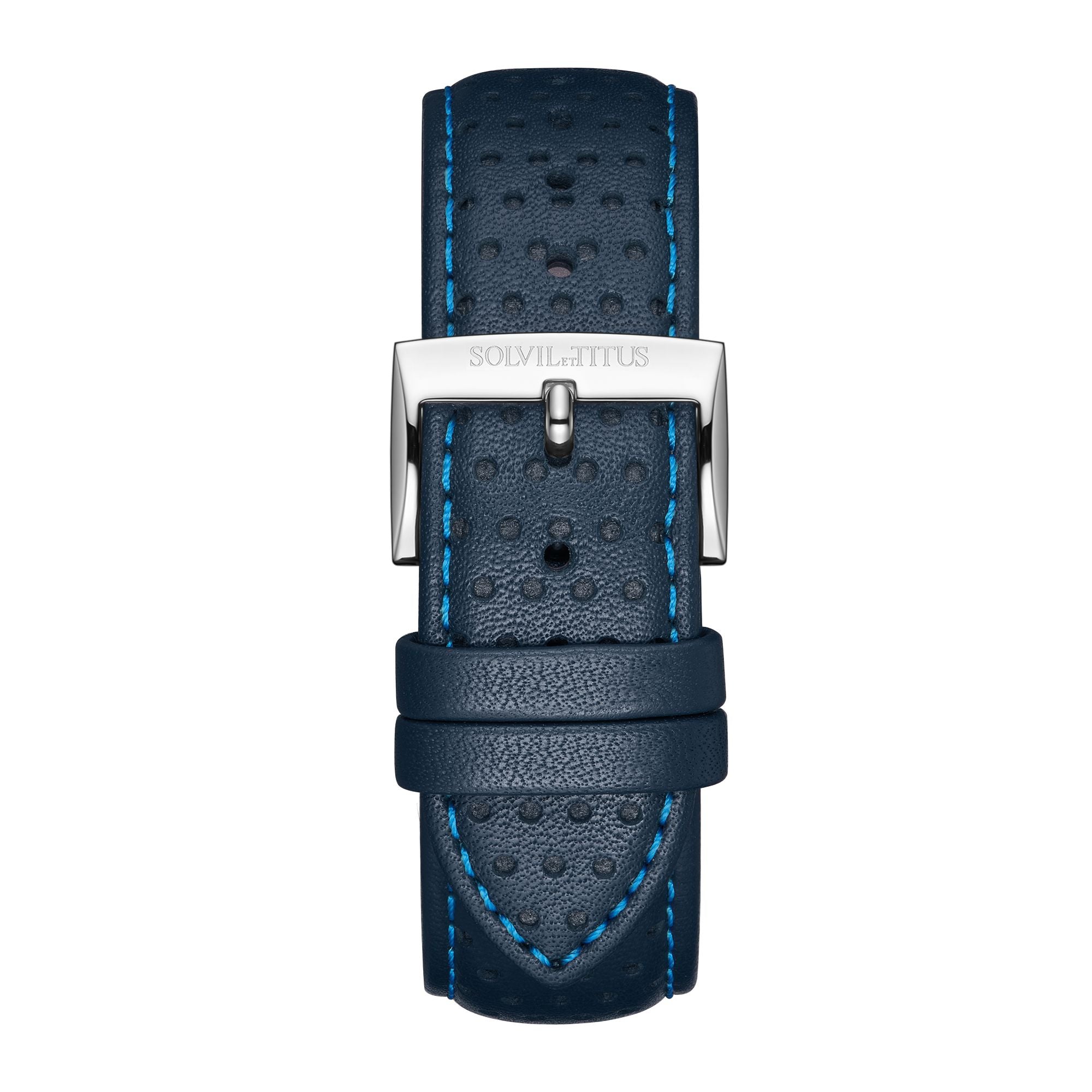 22mm Blue No Pattern Calf Leather Watch Strap T06-035-79-091