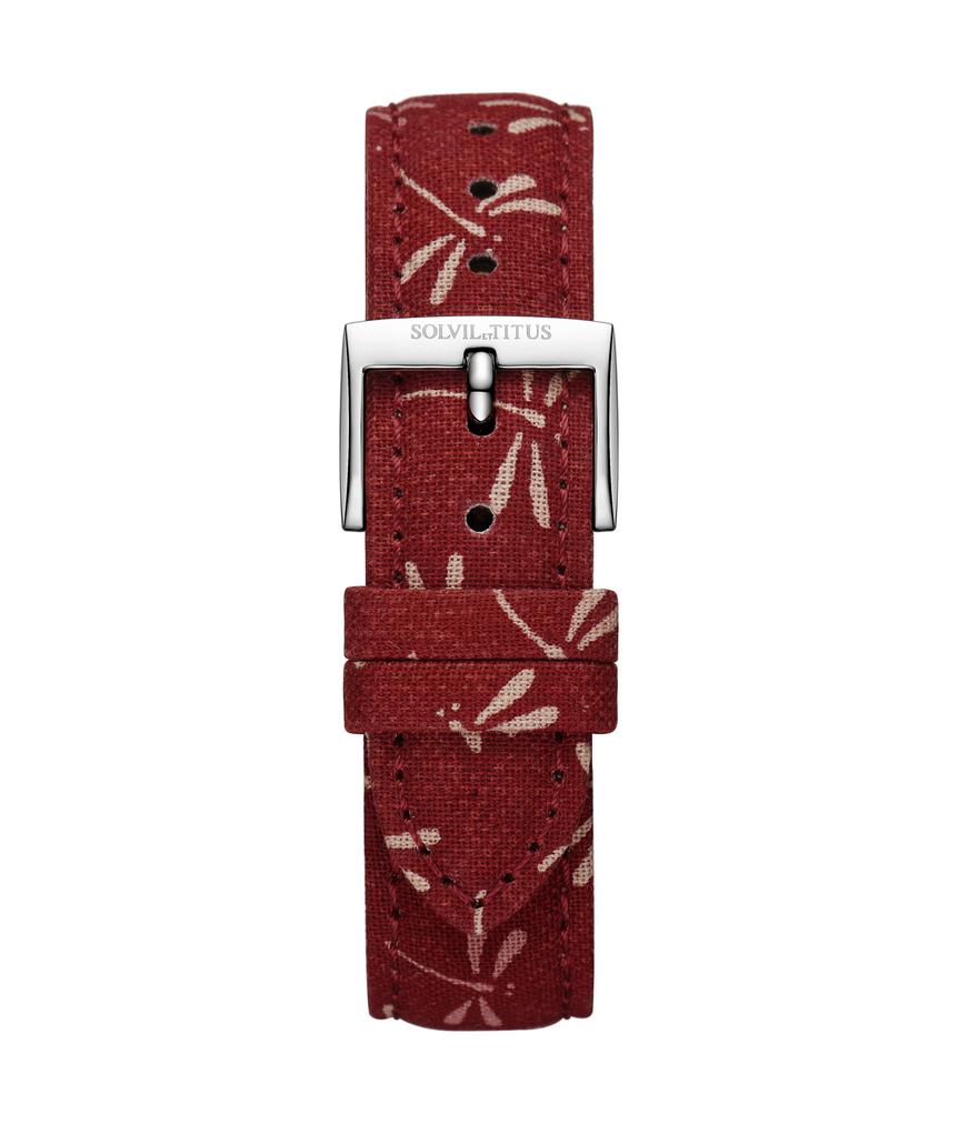 18mm Chilli Red Japanese Fabric Watch Strap T06-077-24-211