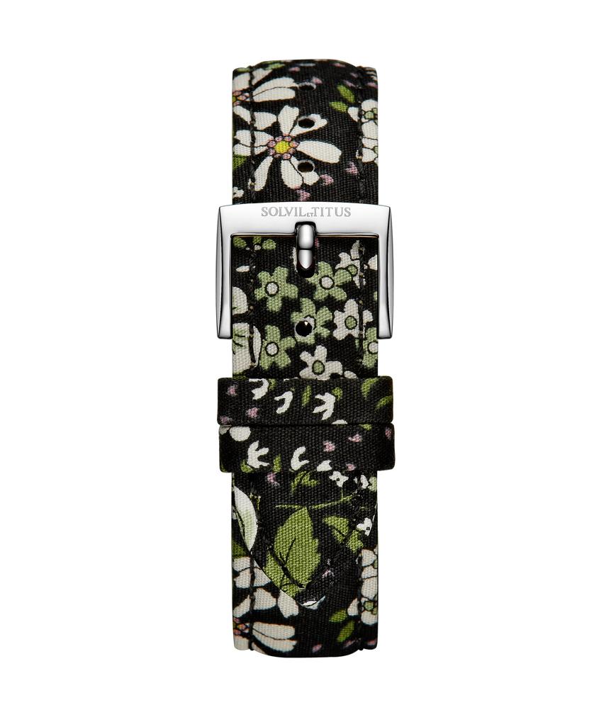 18mm Black Floral Japanese Fabric Watch Strap T06-077-73-211