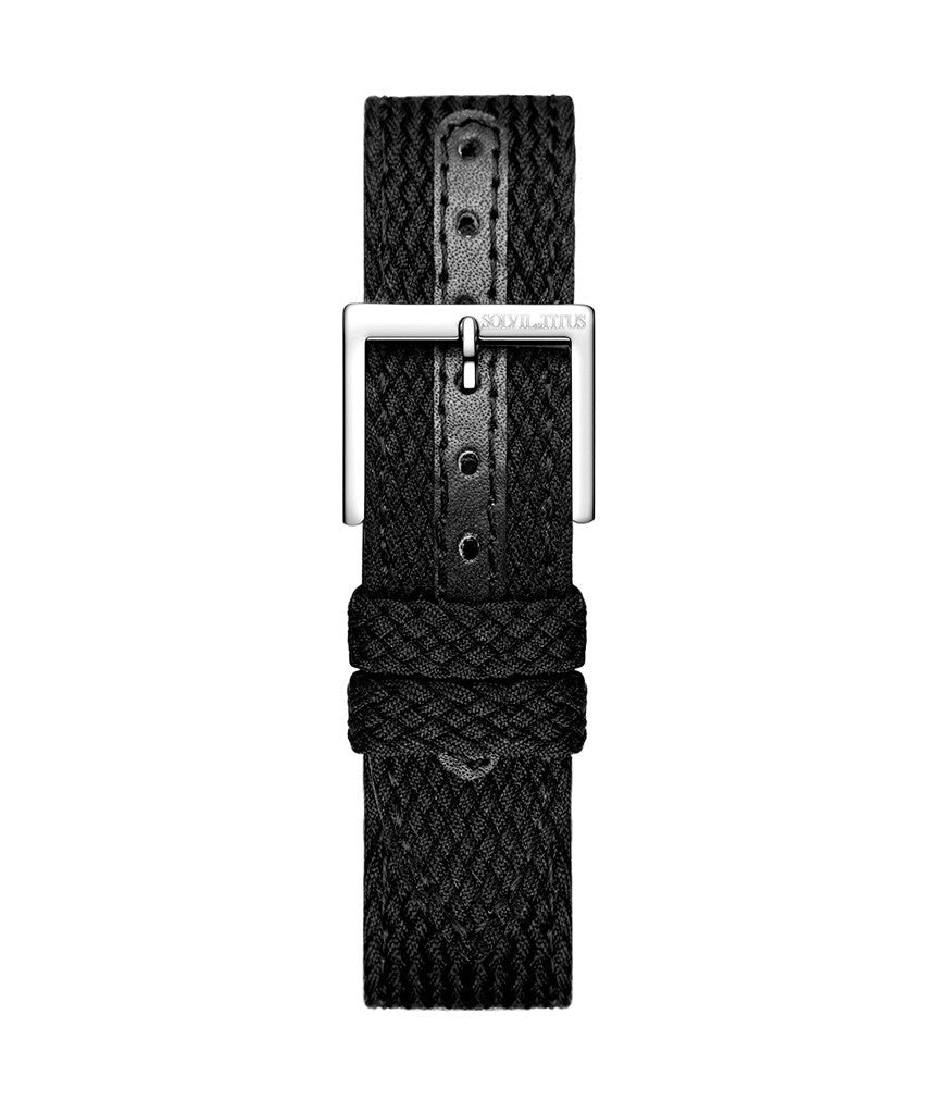 20mm Black Nylon with Leather Men Watch Band T06-096-03-181