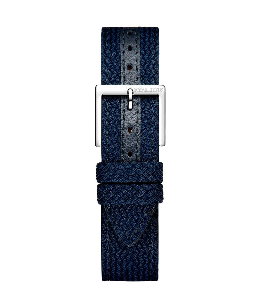 20mm Navy Blue Nylon with Leather Men Watch Band T06-096-18-181