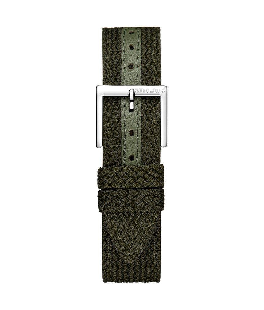 20mm Military Green Nylon with Leather Men Watch Band T06-096-38-181