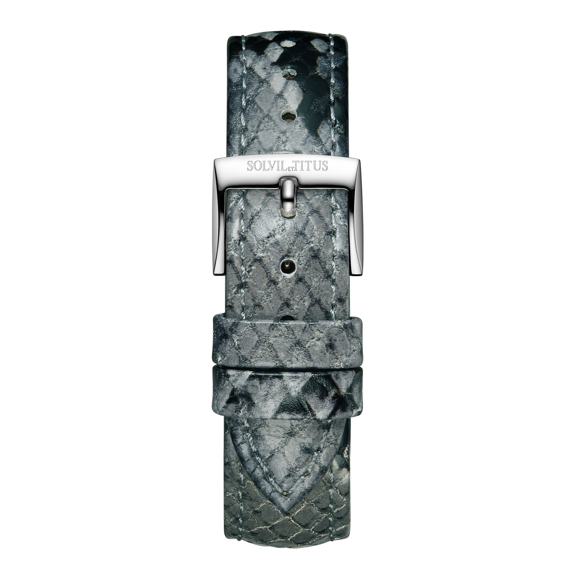 18mm Grey Snake Leather Watch Strap T06-127-04-141