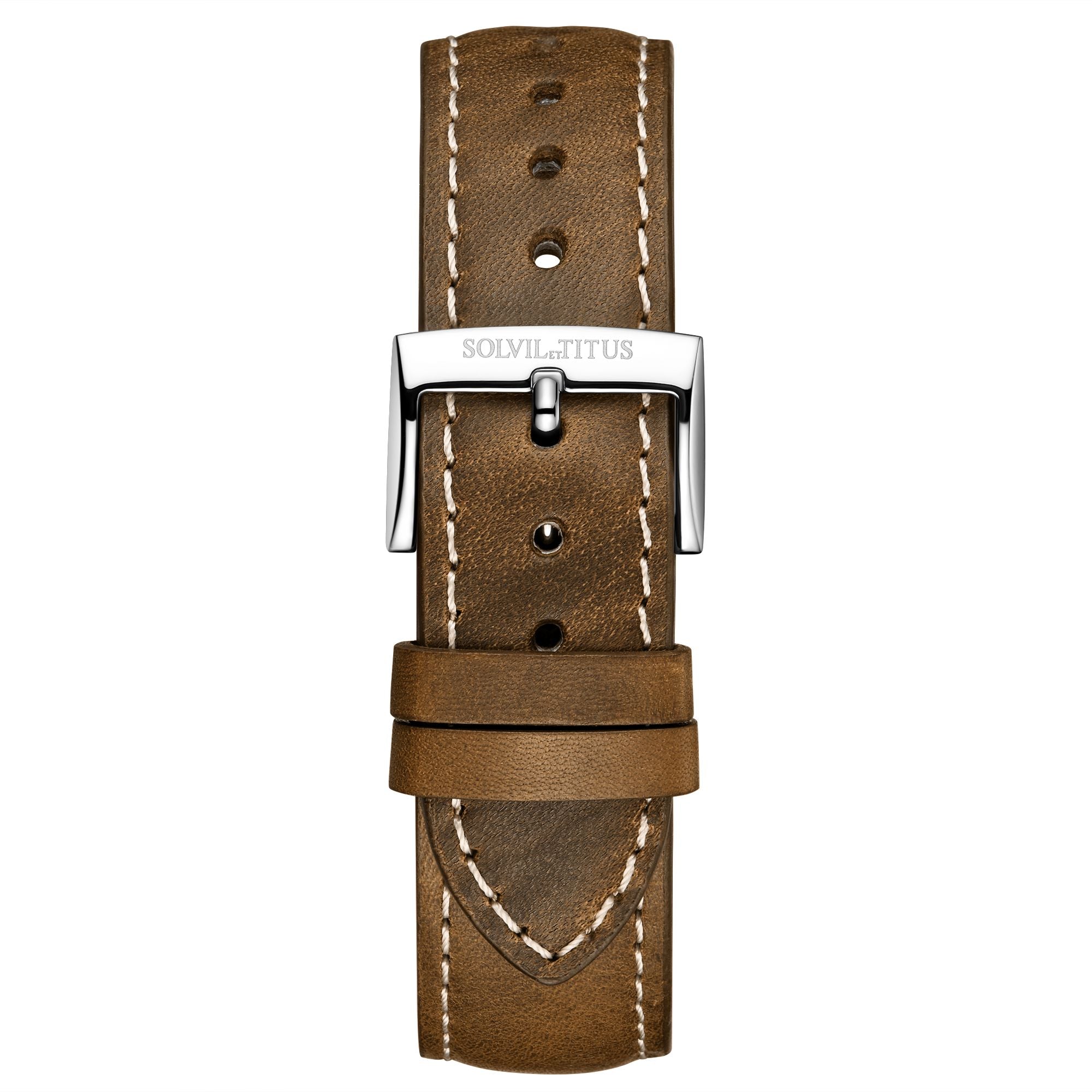 20mm Dark Brown No Pattern Calf Leather Watch Strap T06-132-13-091