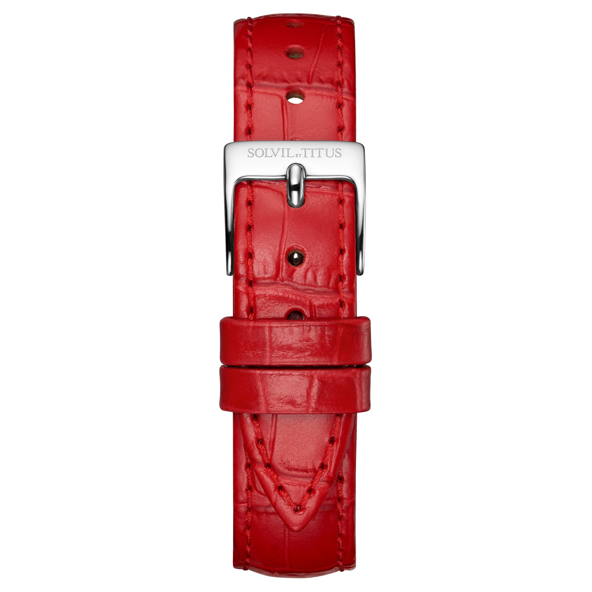 16mm Poppy Red Croco Pattern Leather Watch Strap T06-158-23-011