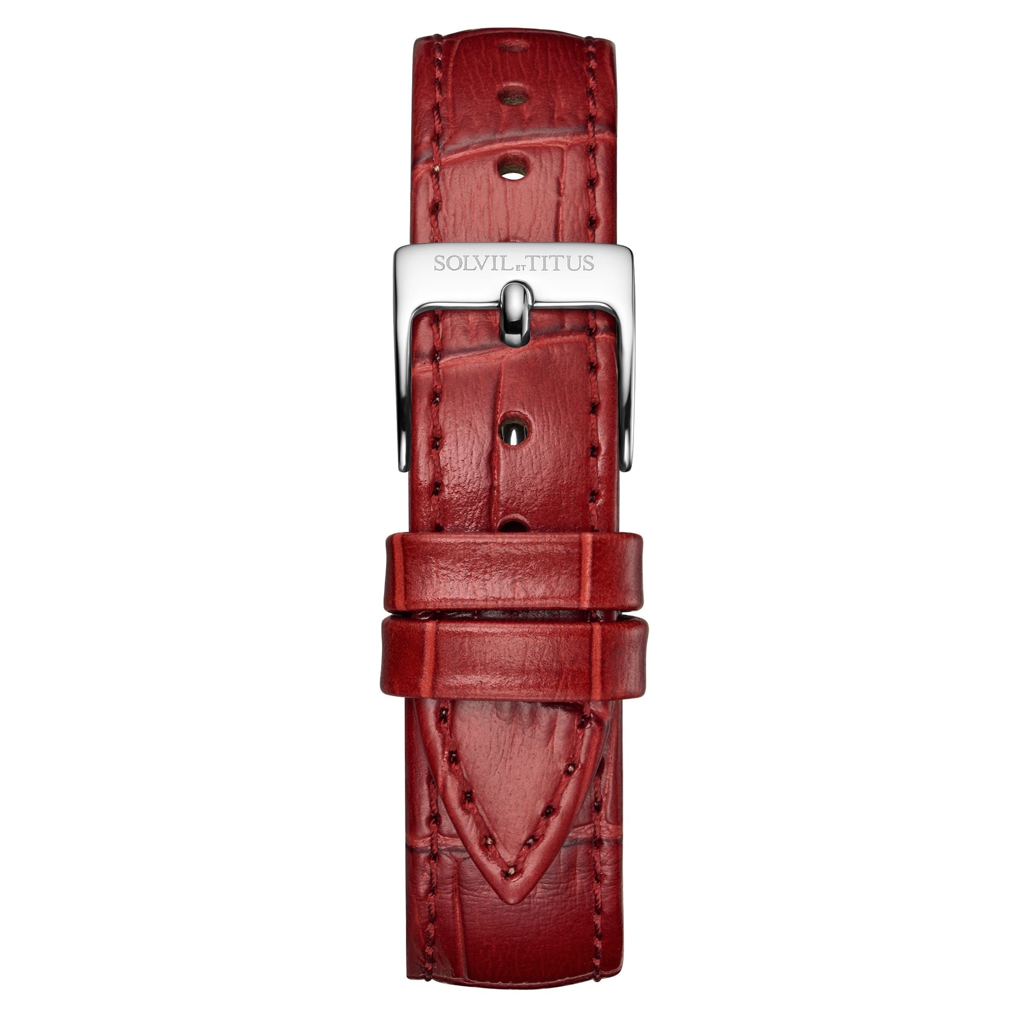 16mm Red Croco Pattern Leather Watch Strap T06-158-24-011