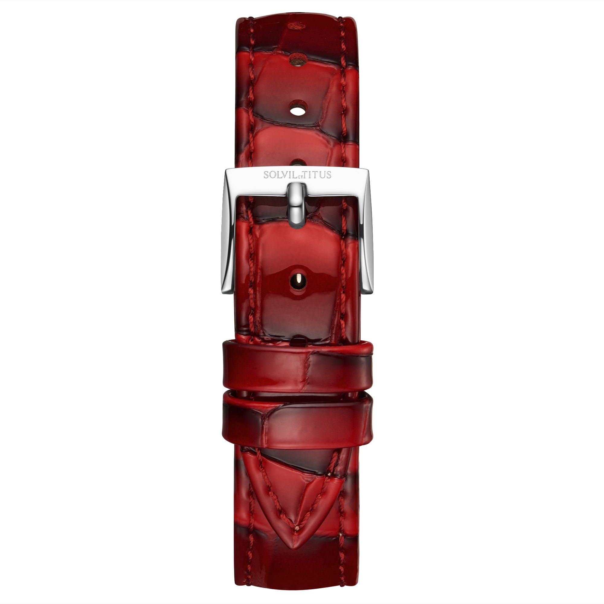 16mm Red Croco Pattern Leather Watch Strap T06-158-24-021